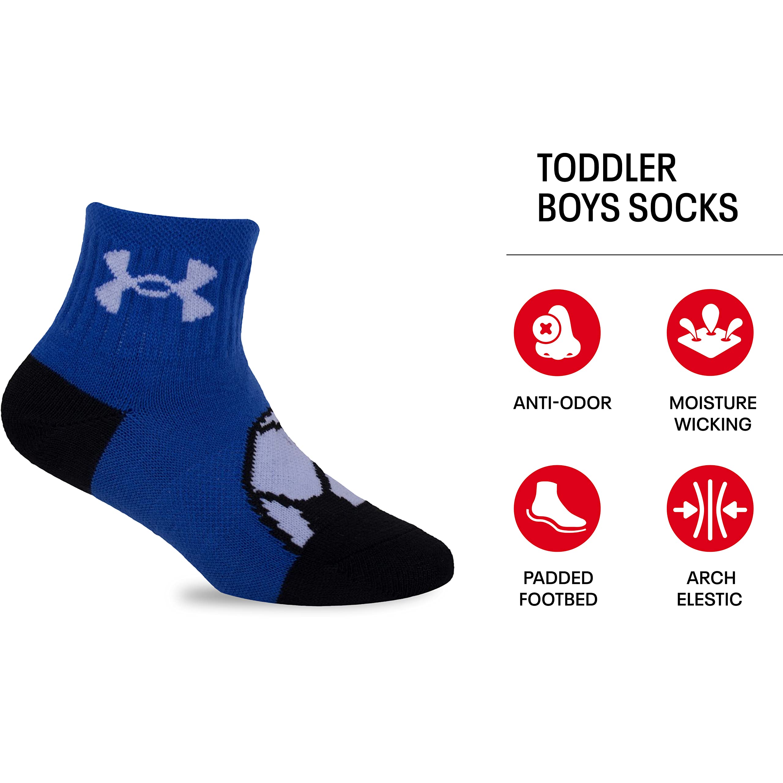 Under Armour Boys Multi Pack Printed Quarter Sock