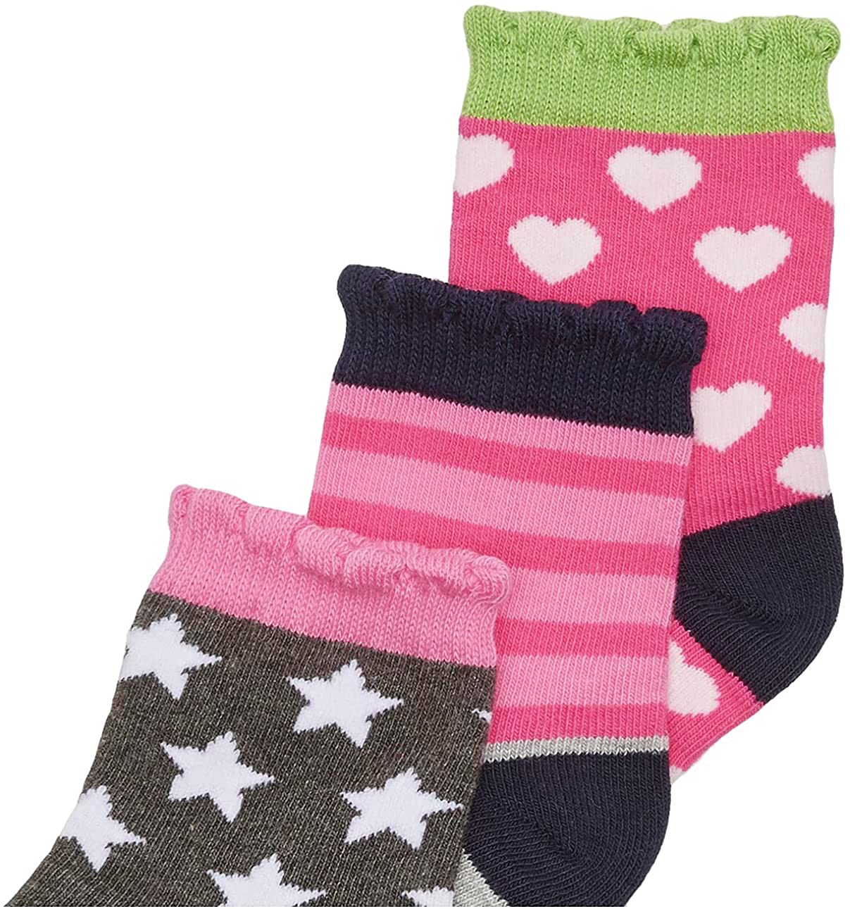 Jefferies Socks Little Girls' Dots/Hearts/Stripes Fashion Crew Socks 6 Pairs Pack