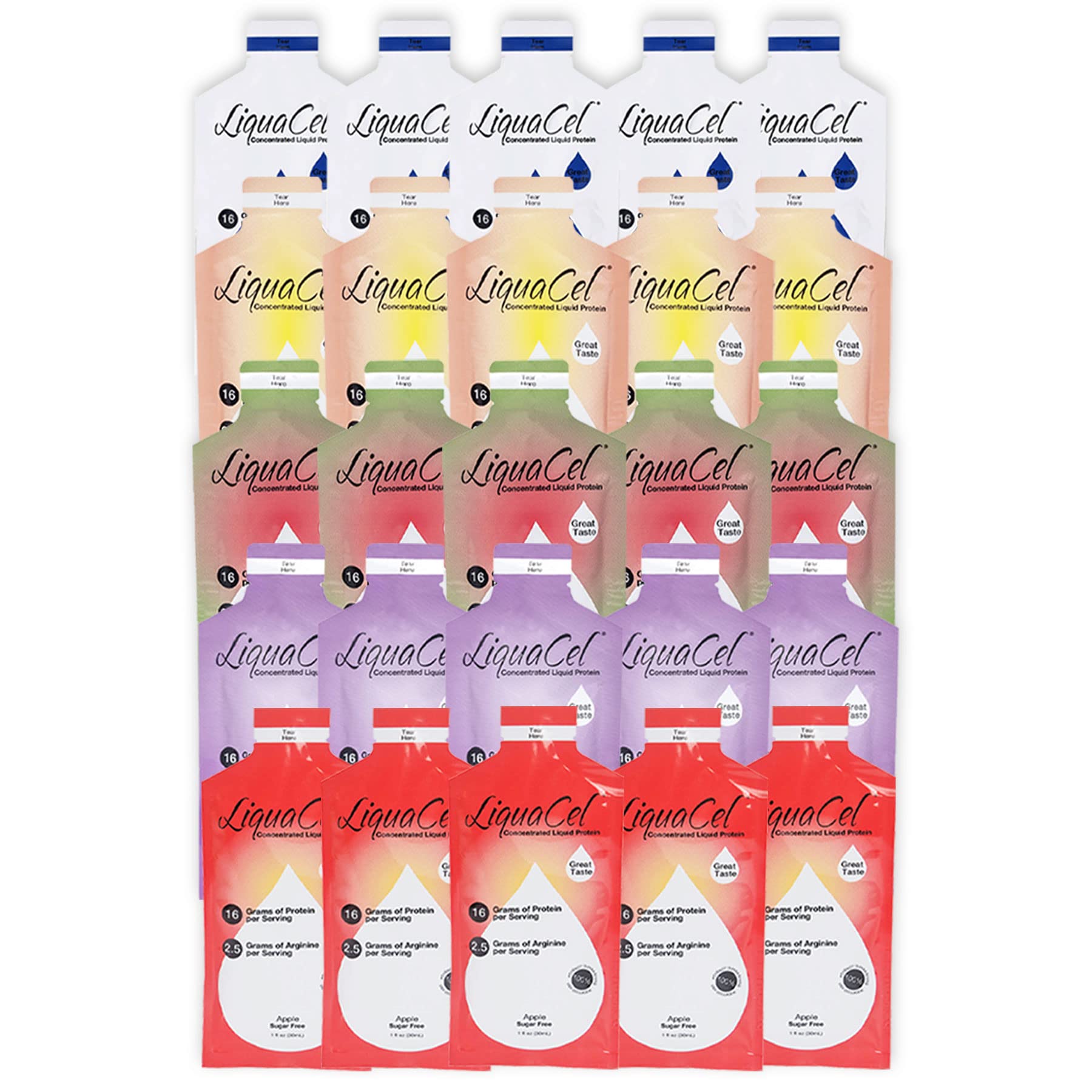 LiquaCel Concentrated Liquid Protein Packets Variety Packs (25 Packets X 30ML)