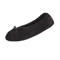 Isotoner Women’s Classic Terry Ballerina Slipper: Soft, Breathable, Terry Lined, Satin Bow, Secure Fit