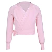 YiZYiF Girls' Classics Long Sleeve Knitted Warm-up Wrap Top Sweater Dance Ballet Cardigan