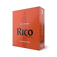 D’Addario Woodwinds - Rico Bb Clarinet Reeds - Reeds for Bb Clarinet - Crafted for Beginners, Students, Educators - Strength 2.5, 10-pack