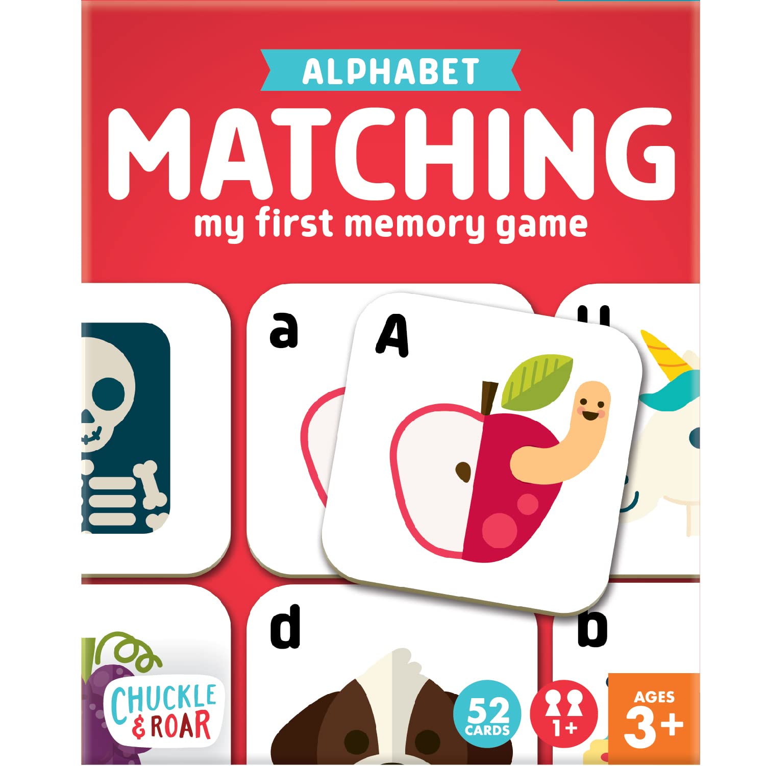 Chuckle & Roar - Matching Game Alphabet - Board Game for Kids 3 and up - Concentration Game for Toddlers - Preschool Game