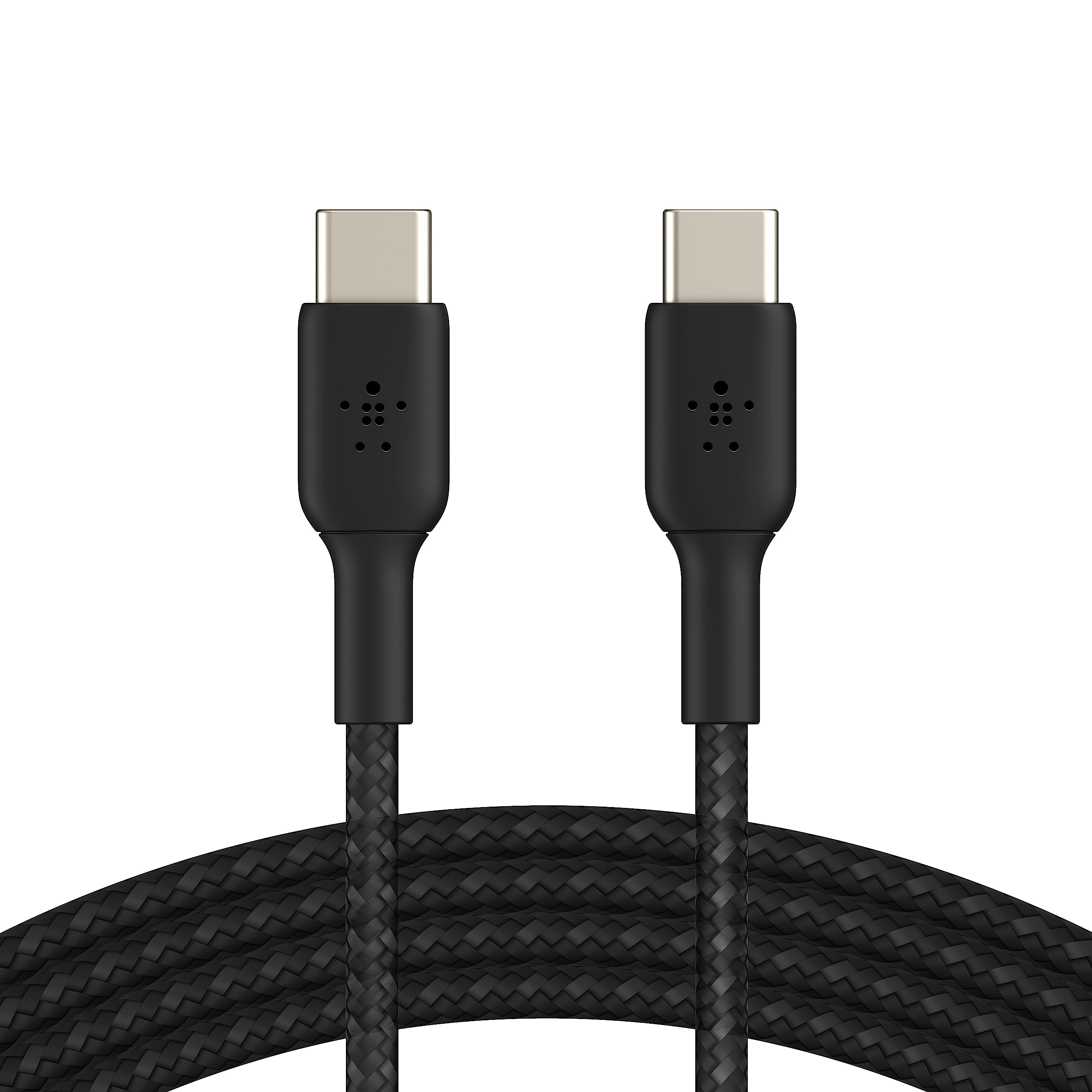 Belkin BoostCharge Braided USB-C to USB-C Cable (2M/6.6ft) for iPhone 15, iPhone 15 Pro, iPhone 15 Pro Max, iPhone 15 Plus, Galaxy S23, S22, Note10, Note9, Pixel 7, Pixel 6, iPad Pro, & More - Black