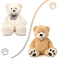 MorisMos Giant Teddy Bear Stuffed Animals, one 39 Inch Brown Bear and one 39 Inch White Bear