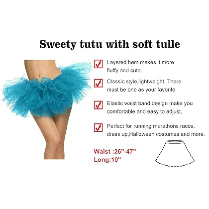 Simplicity Women's Classic 5 Layered Tulle Tutu Skirt