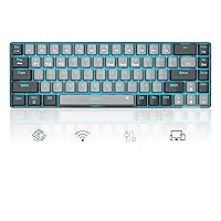 MageGee 60% Wired/Wireless Mechanical Gaming Keyboard with Blue Switch, 68 Keys Compact LED Blue Backlit Mini USB-C Office Keyboard for PC Laptop Mac Smartphone, Grey/Black