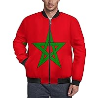 Morocco Flag Men's Jacket Zipperd Sweatshirt Casual Bomber Coats Outwear Tops for Home Work