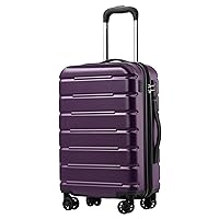 Coolife Luggage Suitcase Carry-on Spinner TSA Lock USB Port Expandable (only 28’’) Lightweight Hardside Luggage (Purple, S(20in_carry on))