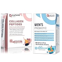 Probiotics for Men 60 Billion CFUs & 14 Strains & Multi Collagen Peptides Powder - Type I, II, III, V, X, Skin Hair Nail & Joint Support