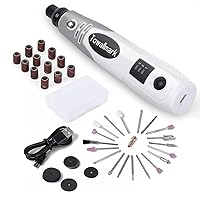 Towallmark Rotary Tool Kit, Rechargeable and Cordless, 50 Accessories, 3 Variable Speeds, Max Load Speed up to 15000 RPM, Ideal Rotary Tool for Grinding, Polishing, Craving, Cutting, Drilling