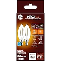 GE Relax LED Light Bulbs, Candle Light, Soft White, 40 Watts, Clear Decorative B11 Bulbs, Small Base (8 Pack)