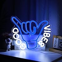 Good Vibes Neon Sign USB Powered for Room Decor, LED Neon Light Sign Dimmable Neon Wall Sign for Game Room Party Decoration Man Cave Kids Bedroom Wall Art 13 * 10.5 Inches