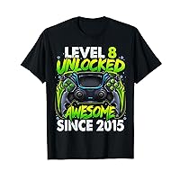 Level 8 Unlocked Awesome Since 2015 8th Birthday Gaming Kids T-Shirt