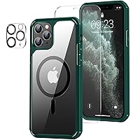 Magnetic Case Designed for iPhone 11 Pro Case [Compatible with MagSafe] with Screen Protector and Camera Lens Protector Anti Scratch Phone Case (Green)