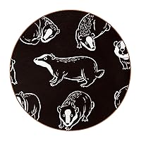 Cute Honey Badger Black BackgroundLeather Coasters for Drinks Round Absorbent with Holder for Kinds of Mugs Coasters for Home Bar - Set of 6