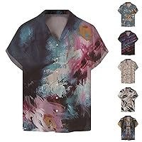 Mens Hawaiian Shirts Big and Tall Funny Summer Tshirts Relaxed Fit Baggy Button Up Unisex Graphic Printed Clubwear