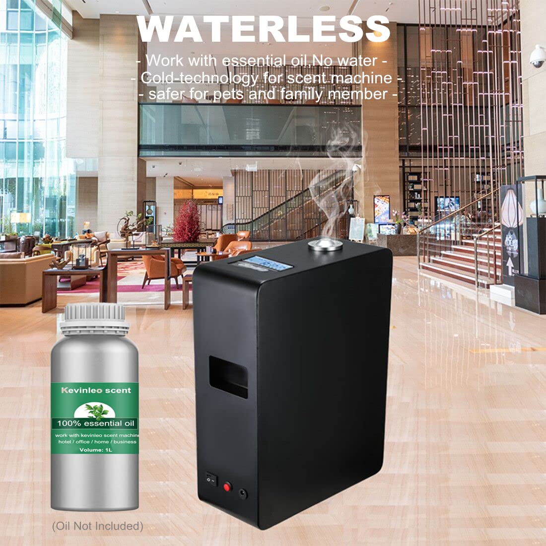 Kevinleo Scent Air Machine for 3,500-7,500 Sq.ft Area,Waterless,500ml Refill Bottle,Last Long,Cold Air Technology,Powerful Scent,HVAC Scent Diffuser Air Freshener for Hotel Office Business SPA
