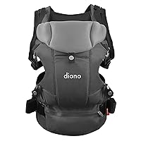 Diono Carus Essentials 3-in-1 Baby Carrier, Front Carry & Back Carry, Newborn to Toddler up to 33 lb / 15 kg, Easy to Wear Comfortable & Ergonomic, Gray Light