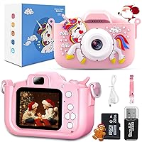 Kids Children Camera Toys for 6 7 8 9 10 11 12 Year Old Boys Girls, 32MP1080P HD Digital Camera with Video for Toddler, Kid Christmas Birthday Festival (Pink - Unicorn)