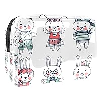 Cute rabbit Waterproof Cosmetic Bag 7.3x3x5.1in Travel Cosmetic Bags Multifunctional Bag for Women