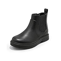 Coutgo Girls Kids Lug Sole Ankle Boots Side Zip Chunky Low Heel Slip On Winter Casual Chelsea Booties Shoes