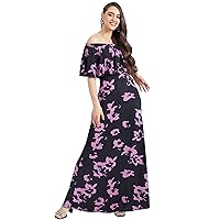 KOH KOH Womens Long Strapless Floral Print Summer Cocktail Maxi Dress Gown