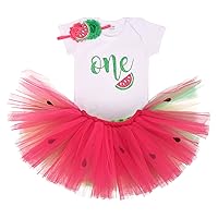 Baby Girls Strawberry Pineapple Peach Watermelon 1st Birthday Tutu Outfit Cotton Romper+Tutu Skirt+Headband Fruit Cake Smash