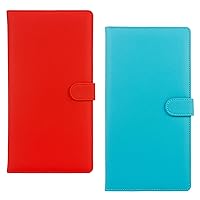 Car Registration and Insurance Holder, 2 Pack Leather Vehicle Glove Box Organizer with Magnetic Shut for Document, Cards, Driver License, Red and Turquoise Bundle