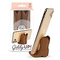 Giddy UP Phone Stand, Brown, Cowboy Boot Tech Accessory, Fits Most Mobile Smartphones, Grippy Silicone, Fun Cowboy Boot Details