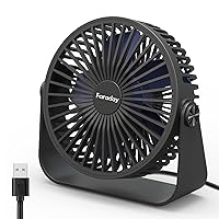 USB Desk Fans 5 Inches Portable Table Fans 360° Head Rotation Small Personal Desktop Fan for Home Office, 3 Speeds, Black