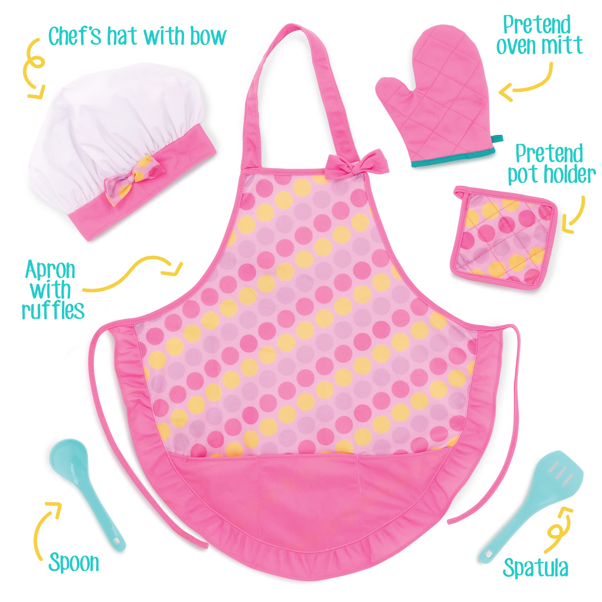 Play Circle by Battat – Smart Cookie Chef’s Apron – Chef Hat and Matching Pink Apron with Toy Cooking & Baking Accessories – Pretend Play House & Kitchen Set for Kids Ages 3 and Up (6 Pieces)