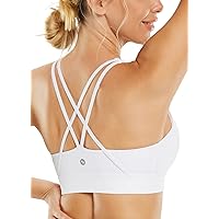 BALEAF Sweatleaf Women's Strappy Sports Bra Yoga Bras, Criss Cross Back Medium Support Workout Fitness Removable Bras