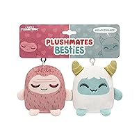 TeeTurtle Plushiverse - Plushmates Besties Keychain Set - Myths and Cryptids - Cute Kawaii Brown Bigfoot and White Yeti - Plush Keychains That Hold Hands