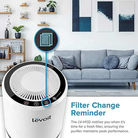 Air Purifiers for Home, High Efficient Filter for Smoke, Dust and Pollen in Bedroom, Filtration System Odor Eliminators for Office with Optional Night Light, LV-H132 1 Pack, White