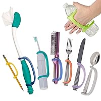 Senior Daily Living Aid, Elderly Care Pack Silicone Universal Cuff for Independence, Geriatrics and Assisted Living, Grip Handles for Hand Mobility (8-Pack)