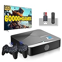 Bearway Super Console x2 Retro Game Console with 60,000+Classic Games for TV, Video Game Console with 60+Emulators,Plug& Play Gaming System EmuELEC4.6&Android TV 9.0, 2 Wireless Controllers(256G)
