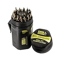 Drill America 29 Piece Cobalt Stepped Point Drill Bit Set in Round Case w/Gold Oxide Finish for Drilling Acrylic, Steel, Hard Metals, Sizes 1/16