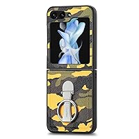 Phone case for Samsung Galaxy Z Flip 5，Loop Shock Resistant Protective case flip Cover, Fashionable Camouflage Style Phone case (for Samsung Z Flip 5,Yellow)