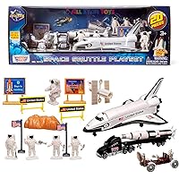 20 Pieces Space Shuttle Playset with Astronaut Moon Rover Satellite Rocket Launch Space Adventure Toy Playset by Motormax 78172