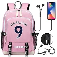 Unisex Erling Haaland Bagpack with USB Charging Port-Lightweight Canvas Bookbag for Travel,Outdoor