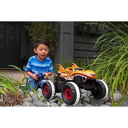 Hot Wheels Rc Monster Trucks Unstoppable Tiger Shark in 1:15 Scale, Remote-Control Toy Truck with Terrain Action Tires