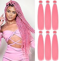 Liang Dian Pre-Stretched Braiding Hair 30 inch 6 packs Hot Water Setting Synthetic Hair Crochet Braiding Hair Extension(Pink)