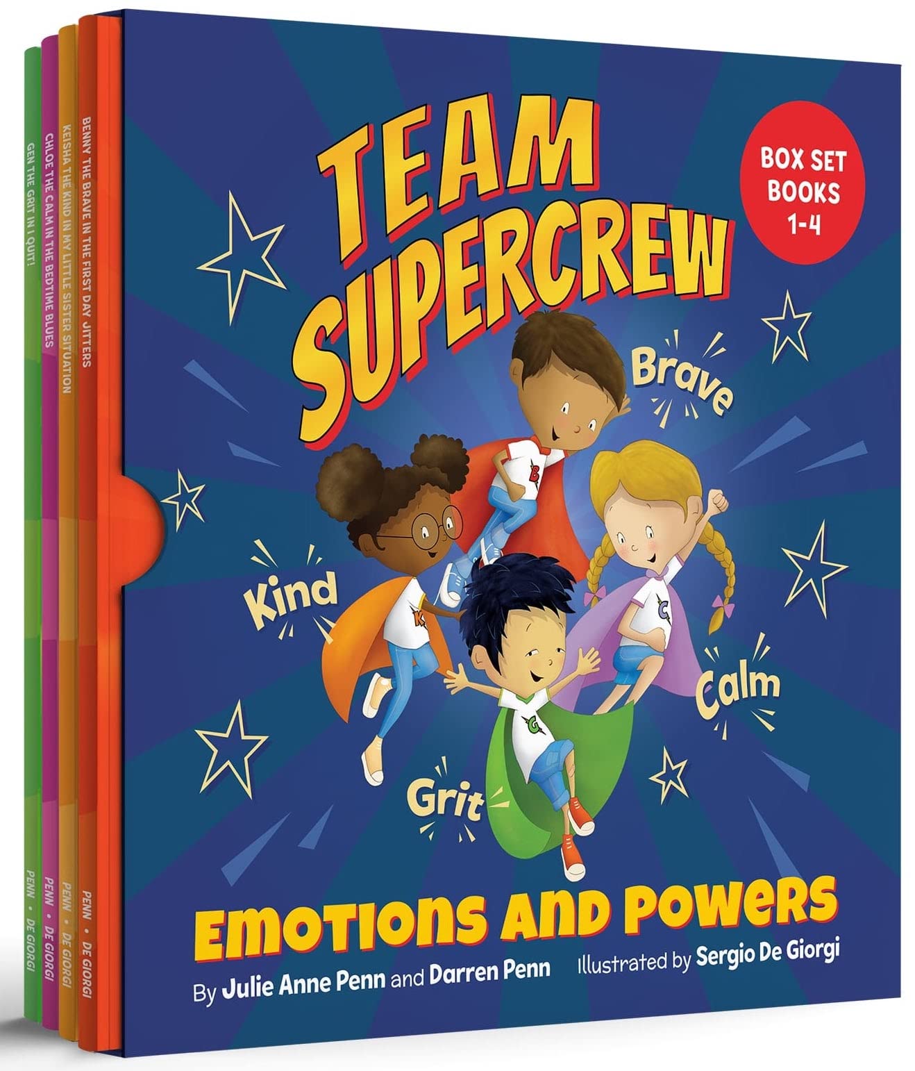 Team Supercrew - Emotions and Powers - 4 Book Box Set (books 1-4): Help kids through big emotions (anger, fear, frustration, sadness). Discover the power to be brave, be kind, be calm, and have grit!