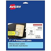 Avery Glossy Clear Labels with Metallic Gold Label Borders, 2