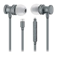 Sentry OSE450 Black Headphones in-Ear Earbuds with Wired USB-C Connection, Inline Volume Controller & Microphone, Noise Isolation