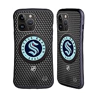 Head Case Designs Officially Licensed NHL Puck Texture Seattle Kraken Hybrid Case Compatible with Apple iPhone 15 Pro Max