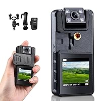 64GB Body Camera, 1296P Body Cam (2500mAh) with IR Night Vision, 180° Rotatable Lens and 3 Sturdy Clips, Camcorder with Audio and Video Recording, Ideal for Police Civilians Hikers Cyclists