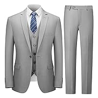 Cooper & Nelson Men's Suit Slim Fit, 3 Piece Suits for Men, One Button Solid Jacket Vest Pants with Tie, Tuxedo Set
