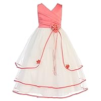 6 Colors 3-Tiered Organza Satin Pageant Holiday Flower Girl Party Dress 2-16